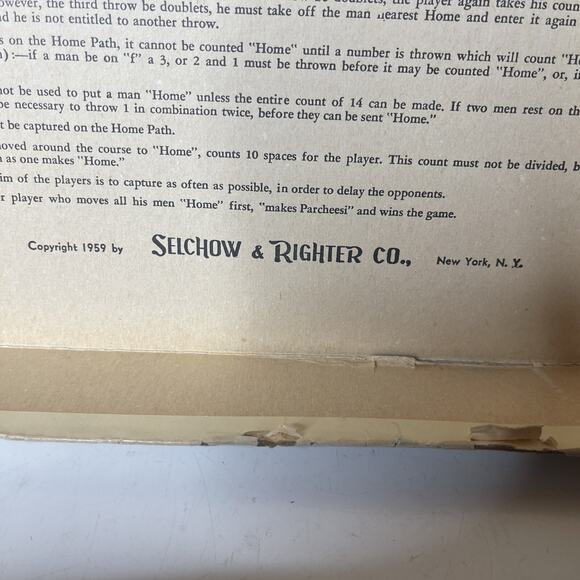 Vintage Parcheesi Gold Seal Edition 1959 Selchow & Righter co. Complete Set - Picture 8 of 12